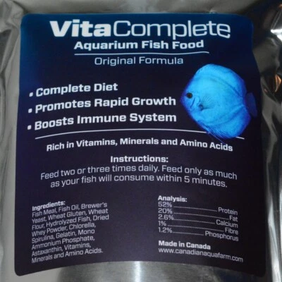 CANADIAN AQUA FARM Vita Complete Tropical Aquarium Fish Food Sinking Pellet Granules Made In Canada