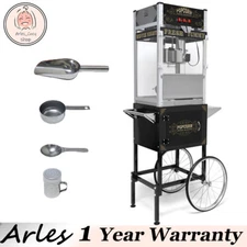 Movie Theater Popcorn Machine Maker Popper w/ Cart & 20oz Stainless-Steel Kettle