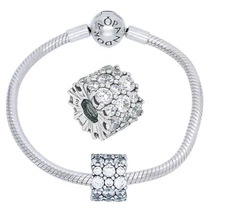 NEW 100% Authentic PANDORA 925 Clear Sparkle Crystals Charm Pendant 798487C01
