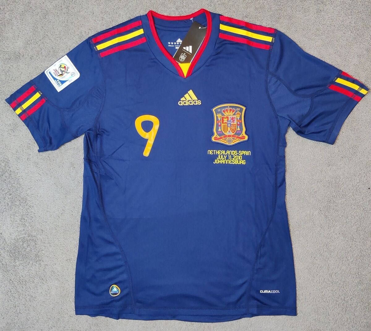 Spain 2009/2010 Torres #9 Away World Cup Final Retro Soccer