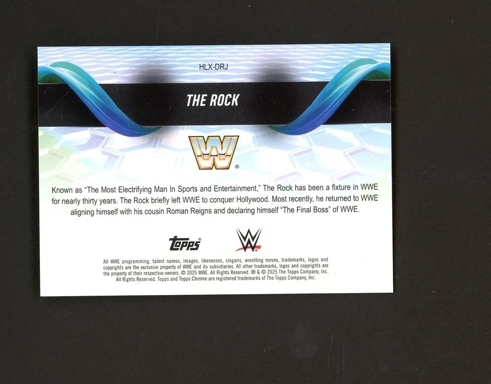 2025 Topps Chrome WWE The Rock Helix Refractor WWE Legend SP Case Hit #HLX-DRJ - Image 2 of 2