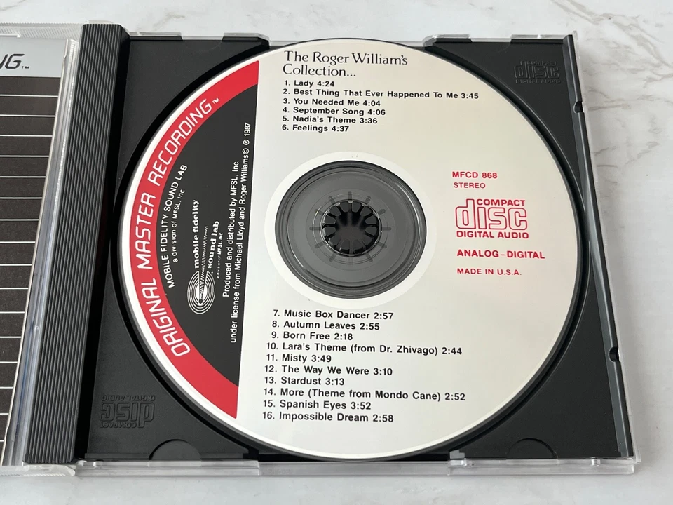 Roger Williams Collection CD MFSL Mobile Fidelity MFCD 868 LIMITED ED. RARE! OOP Foto 2 de 4