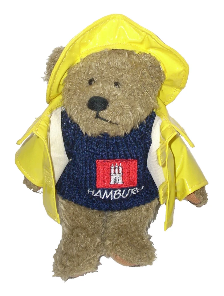 MENK SOUVENIRS Teddy mit HAMBURG Pullover Mütze & Friesennerz Regenjacke Souvenir Teddybär Bär