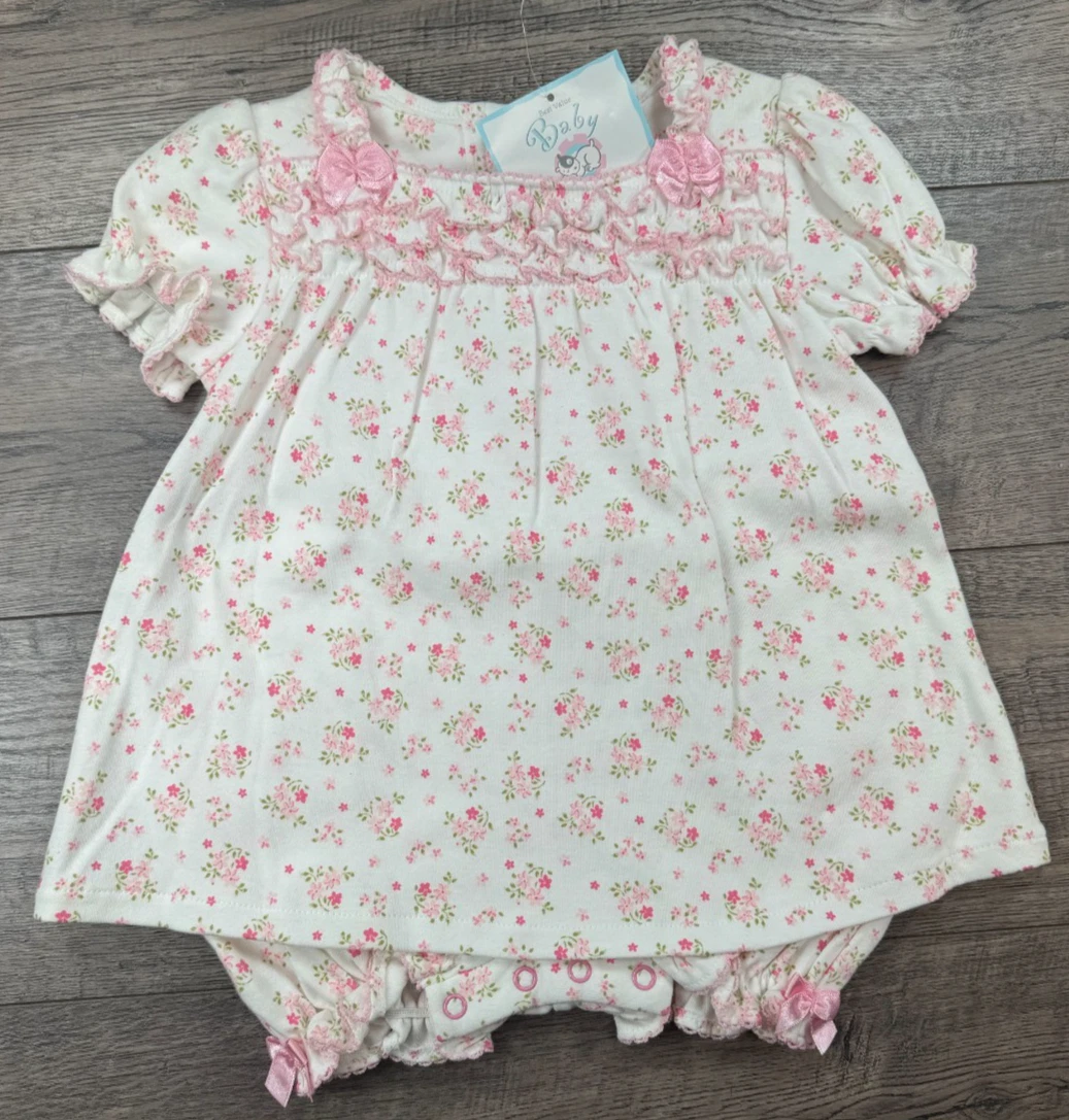 Baby Girl Clothes New Vintage Sprockets 3-6 Month Flower Romper Dress Outfit