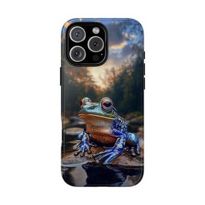 For iPhone / Galaxy / Pixel | Phone Ink Case - Blue Frog Abstract Ambhibian