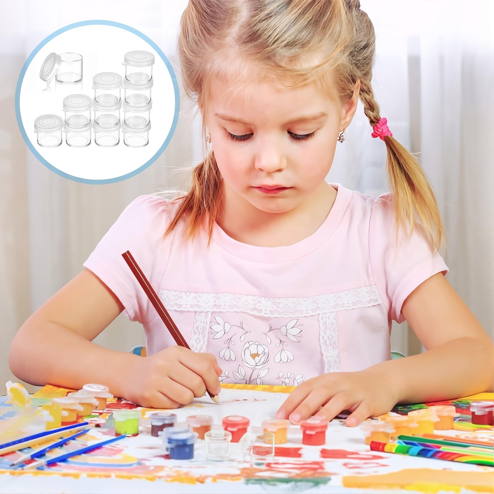 25 Pack Empty Paint Pots, 10ml/0.34 OZ Clear Small Paint Cups, Plastic Small