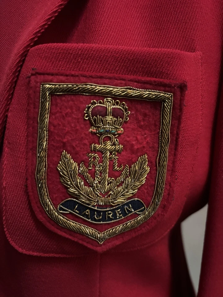 CHAQUETA BLAZER RALPH LAUREN MUJER LANA ROJA DOBLE BOTONADURA CRESTA 4P Foto 3 de 4