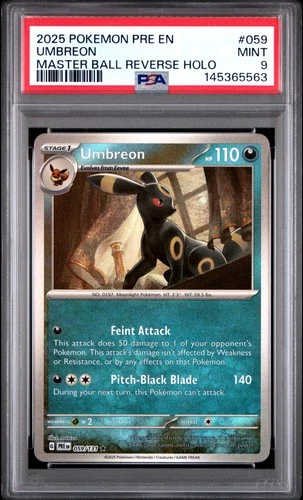 2025 POKEMON PRE EN-PRISMATIC EVOLUTIONS MASTER BALL REVERSE HOLO UMBREON PSA 9