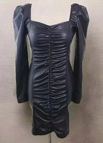NWT Generation Love Women Estelle Vegan Leather Dress Black Large Party Cocktail
