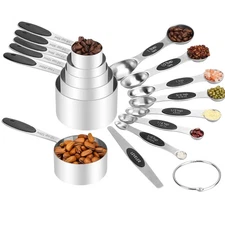 Measuring Cups and Spoons Set, 13-Piece Stainless Steel Measuring Cup and Mag...