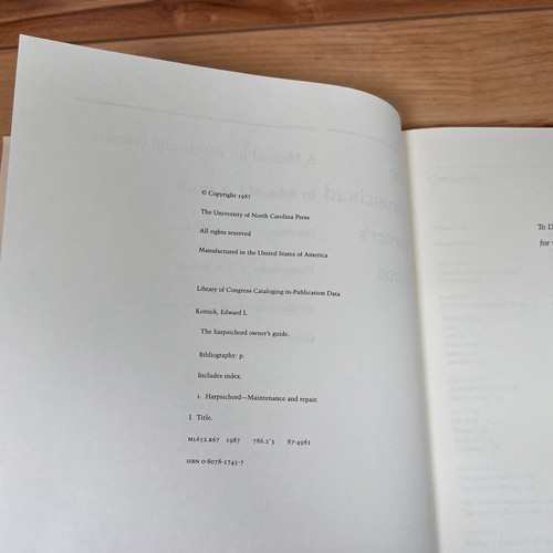 1987 The Harpsichord Owner's Guide A Manual for Buyers & Owners by Kottick NICE - Picture 11 of 21