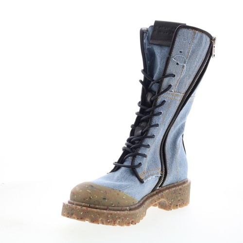 A.S. 98 Cambert Womens Blue Canvas Lace Up Casual Dress Boots - Picture 4 of 8