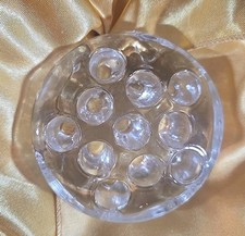 Clear Glass Round Flower Frog 11 Holes 3" by 1" Vintage