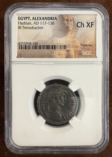 Egypt, Alexandria, Hadrian, AD 117 - 138, BI Tetradrachm - NGC - Ch XF