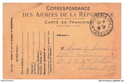 AXZP14-1232-MILITAIRE - Correspondance die Armeen von Der République - Pons Loui