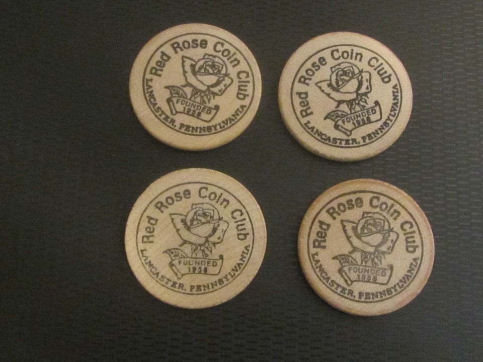12 wooden tokens - All from Red Rose Coin club, Lancaster Pa. | eBay