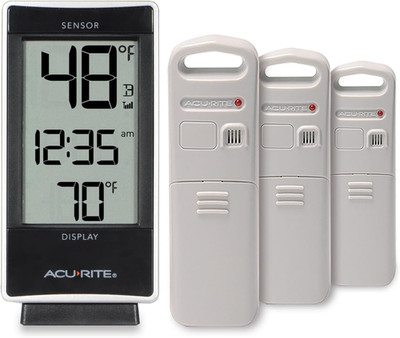 Multi Sensor Indoor Outdoor Thermometer w/ 3 Wireless Remote Temperature Sensors