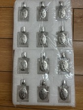 Set of 12 x Glass Holy Water Bottle 0.5 floz with Silver-St Christopher's
