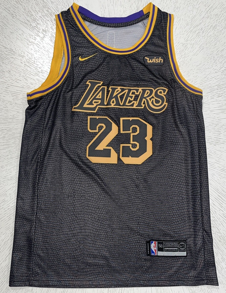 L.A. Lakers Lebron James Nike Connect Swingman Jersey Black 50