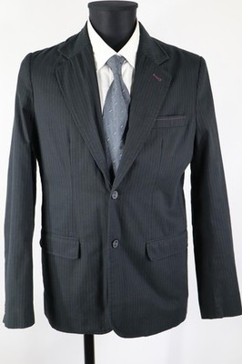 Tom Tailor Herren Sakko Gr. M schwarz weiß gestreift Ellbogenaufnäher Top