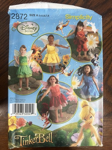 Disney Fairies Tinkerbell Costume Simplicity Sewing Pattern New Size A, 3-8