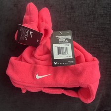 Nike Baby Fleece Hat Chin Strap Mittens 2 Piece Set Hot Pink Infant NWT