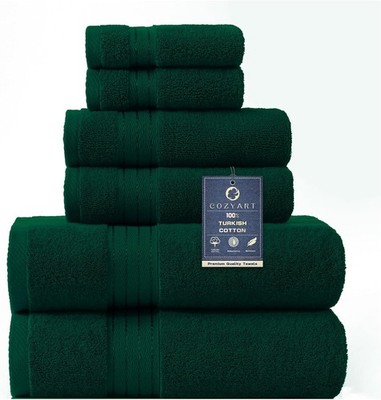 Turkish Cotton Towel Set 6pc COZYART Dark Green