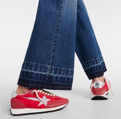 Golden Goose Women s Marathon Sneaker Red Nylon Suede/Silver sz 37 New In Box