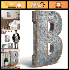 12" Galvanized Metal Letter B Wall Decor - 3D Vintage Industrial Shelf Sign, Hom
