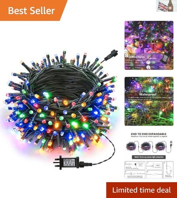 Timer-fähige 20M LED Weihnachtsbeleuchtung - 200 bunte wasserdichte Lichterketten