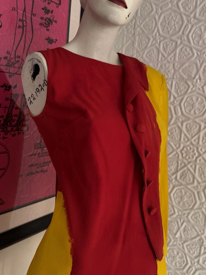 Vintage 1990s Designer Moschino Couture Sheath Dress And Jacket-Dip Due-Wool-4 - Image 4 of 4