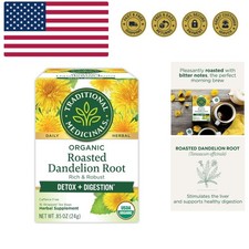 Organic, Roasted, Dandelion Root Tea - Supports Normal Detox  Digestion - Ko...