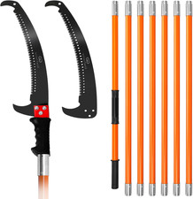 27 Ft Manual Pole Saw - Extendable Tree Trimmer with Sharp Steel Blade, Orange
