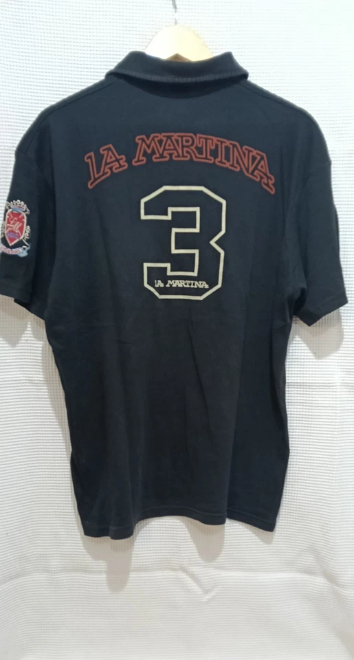 Polo manica corta da uomo Uomo La Martina, in cotone colore nero taglia XL -... - Immagine 2 di 4