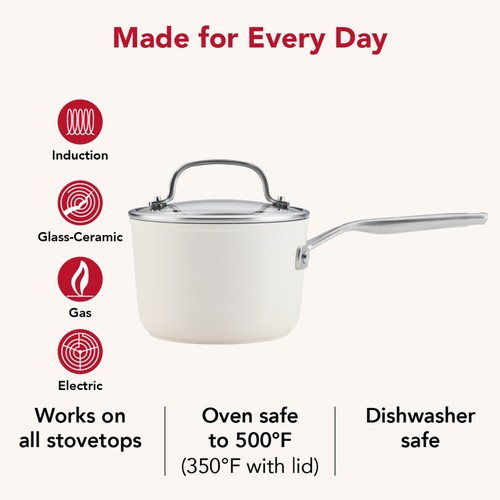 Harteloxiert 2 Quart Keramik Induktion Kochtopf mit Deckel Spülmaschinenfest & Backofen - Bild 8 von 11