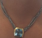 Authentic David YURMAN Yellow Gold Blue Topaz Multi Chain Necklace — photo 9
