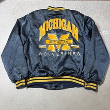 Vintage Chalk Line Satin Bomber Jacket Large Michigan Wolverines 90s USA Made