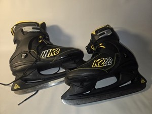 K2 Ascent Ice Recreational Skates Black Yellow US 8 Hard Shell Lace Buckle