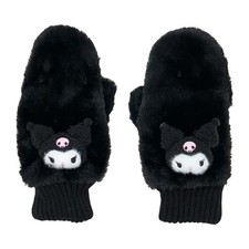 Sanrio Kuromi Faux Fur Mittens with Mascot 363421