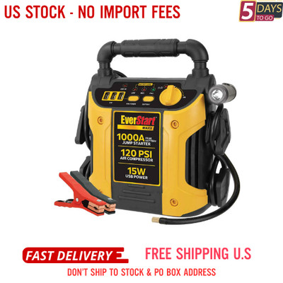 EverStart Maxx 1000 Peak Amp Jump Starter 120 PSI Compressor LED Light USB Ports