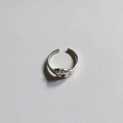 925 Sterling Silver Baby Feet Ring Midi Toe Pinky Footprint Band Size 1.5