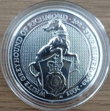 Queen Beast 2021 White Greyhound Of Richmond 2oz Silver Coin Bullion.