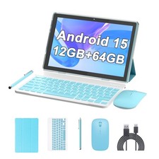 10 Inch Tablet Android 15 Tablets 2 in 1 Tablet with Keyboard 12GB RAM 64GB R...