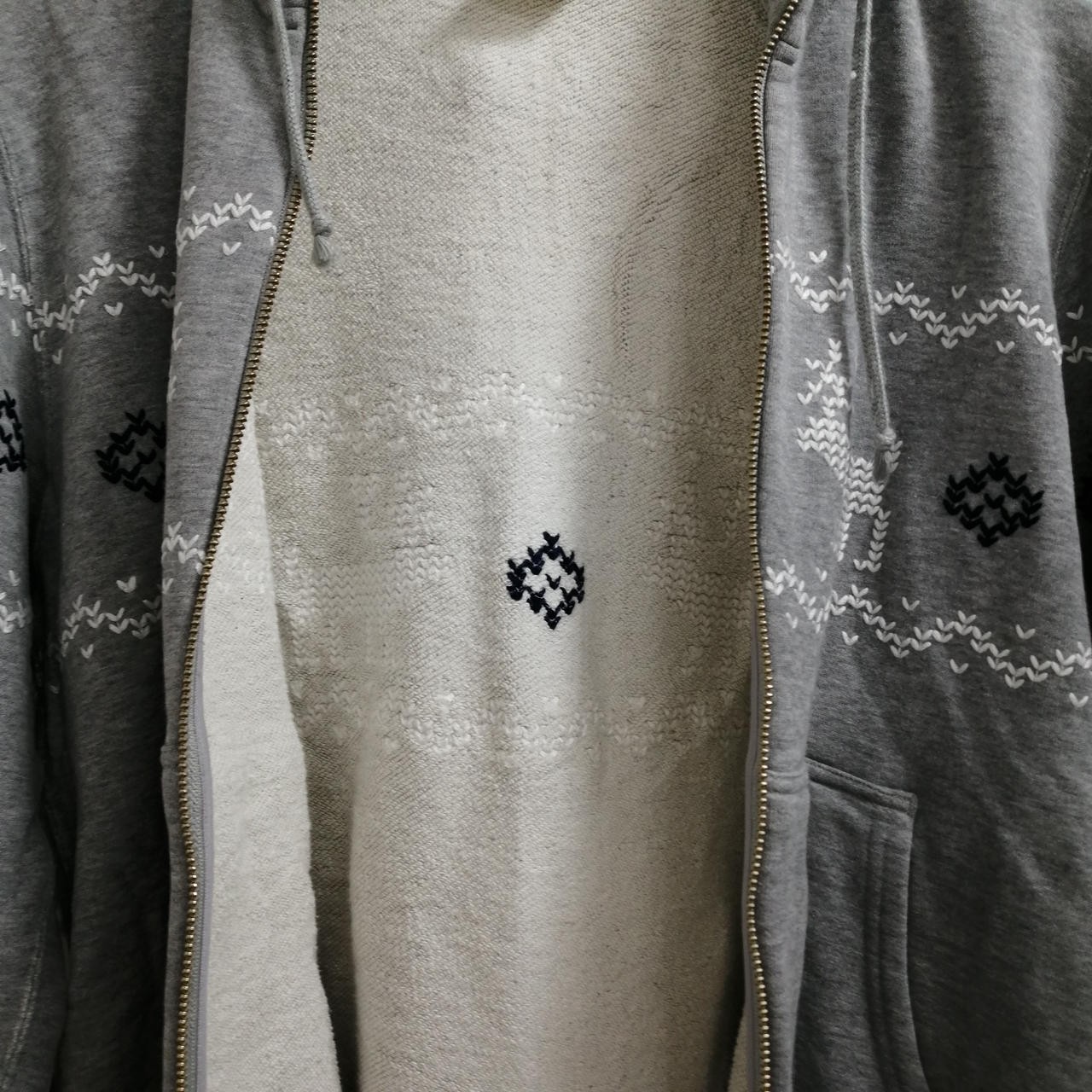 Loopwheeler Gray Snow Pattern Embroidery Zip-Up H… - image 8