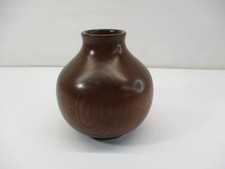 Hand Carved Turned Hardwood Wood Vase Lansing MI Art Gallery Sticker Solid