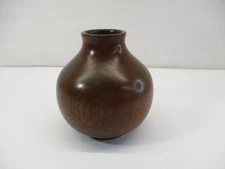 Hand Carved Turned Hardwood Wood Vase Lansing (MI) Art Gallery Sticker Solid