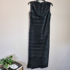 Chesca Black Pleated Formal Cowl Neck Maxi Dress Size 1 Uk 14 Sleeveless Wedding