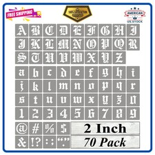 70 Pack 2 Inch Old English Alphabet Letter Stencils Numbers Signs for Painting