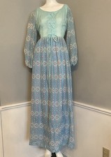 Vtg Floral Prairie Renaissance Boho Maxi Dress Cottage Milkmaid Peasant Size 11