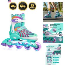 Girls Inline Skates for Boys Kids Ages 4-12, Adjustable Light Up Roller Skate...
